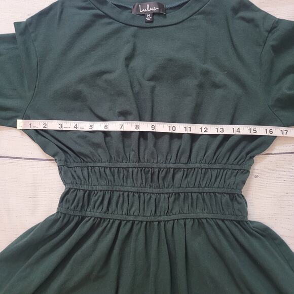 Lulus Size M Hunter Green Long Sleeve Mini Dress Babydoll Soft Romantic - Picture 6 of 10
